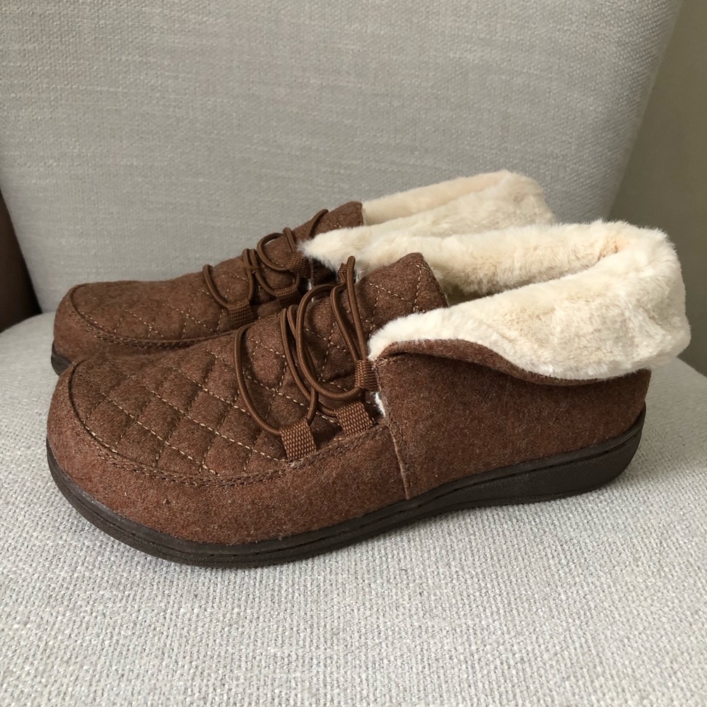 Vionic Brown Believe Orthopedic Faux Fur Lined Slipper Booties